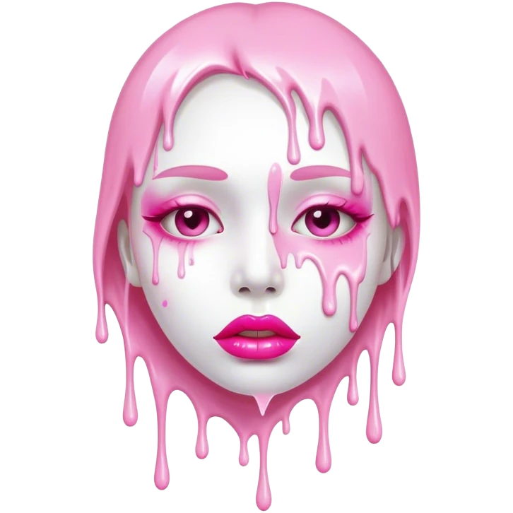 More white paint dripping off Floating pink glossy lips emoji