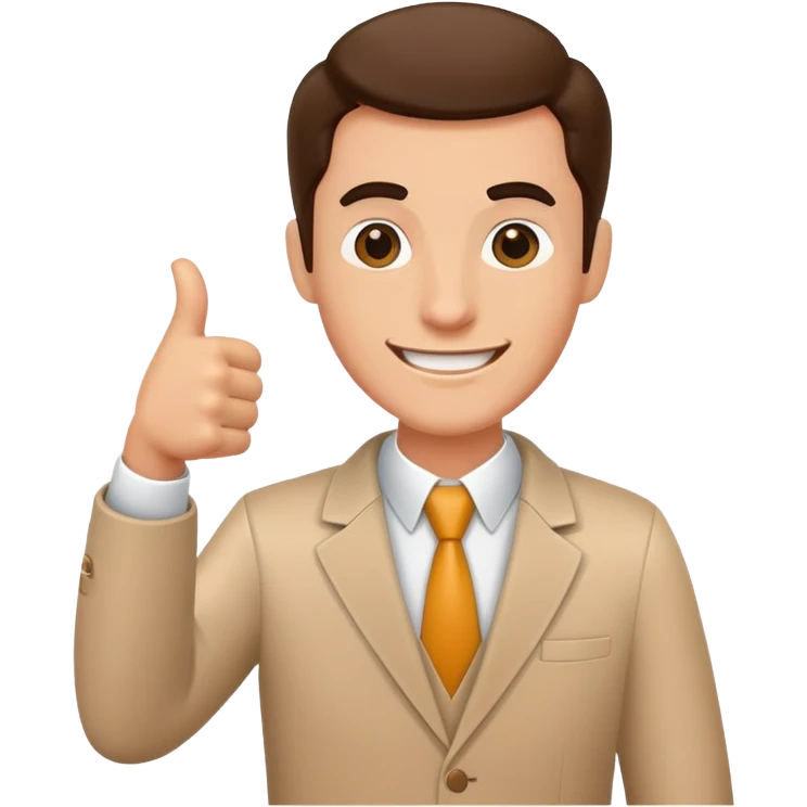Enthusiastic salesman with phone and thumbs up emoji
