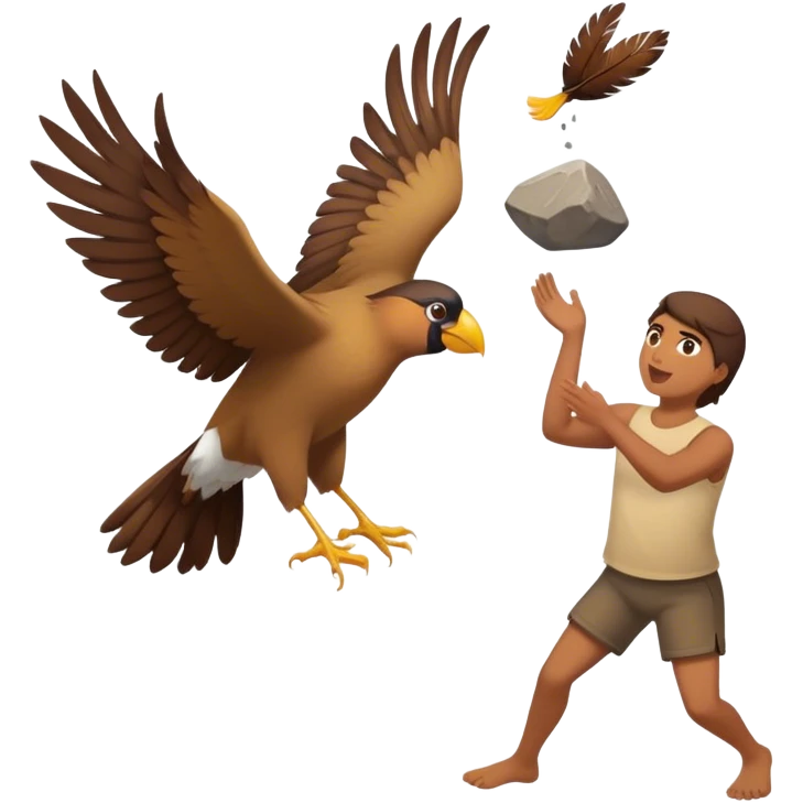 Throwing a rock at two birds  emoji