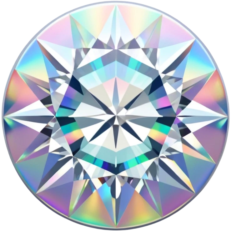 round cut white diamond with holographic shine emoji