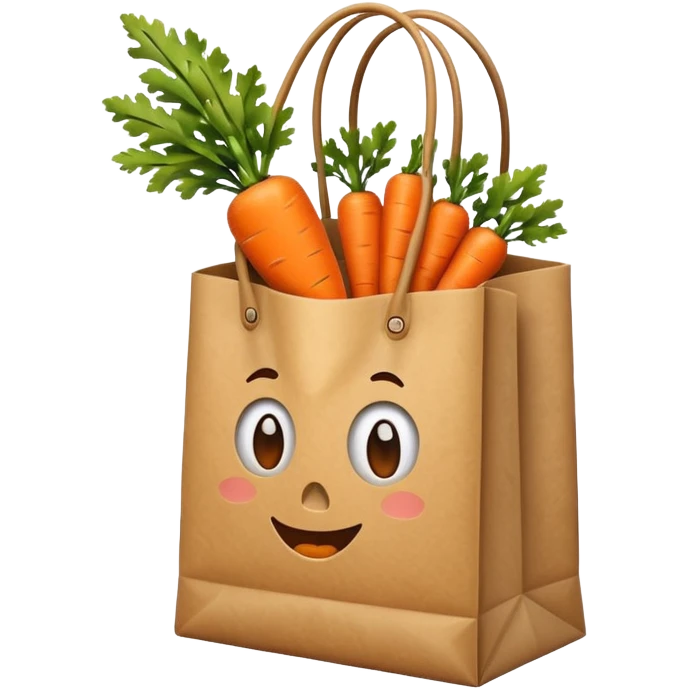paper shopping bag with carrot. Transparent background emoji