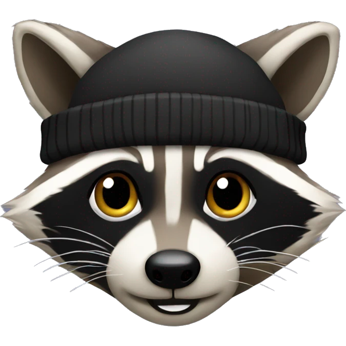 Raccoon with a black beanie emoji