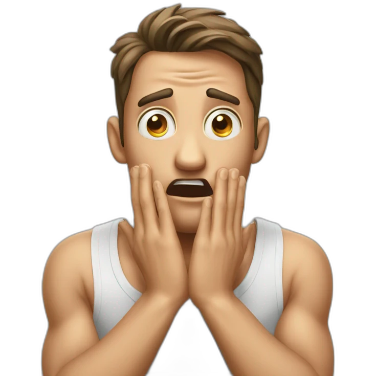 men shocked big eyes hand back his head emoji