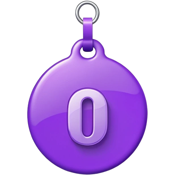 Discount tag with percent symbol in violet colors. emoji
