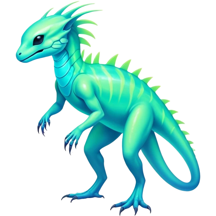 Tropical futuristic lush cool edgy neon Fionbri-Vernid-Elgyem-creature (full body) emoji