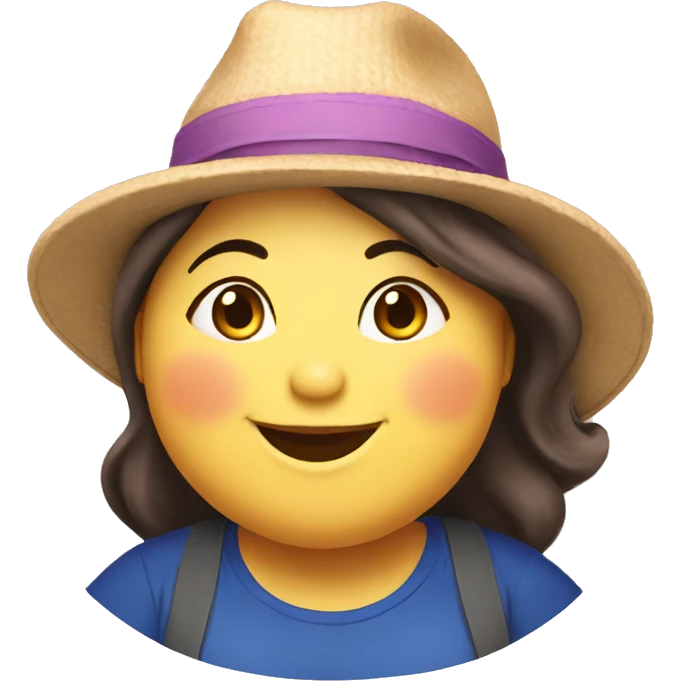 Happy fat girl with hat with text Nika emoji
