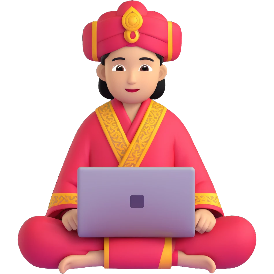Indonesian person in traditional clothing using laptop emoji