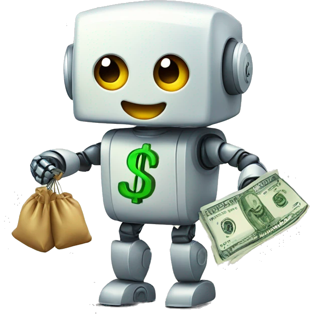 cute robot with money bags emoji