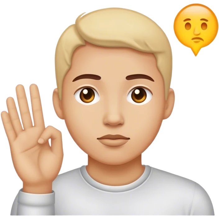 человечек показывает знак  think about emoji