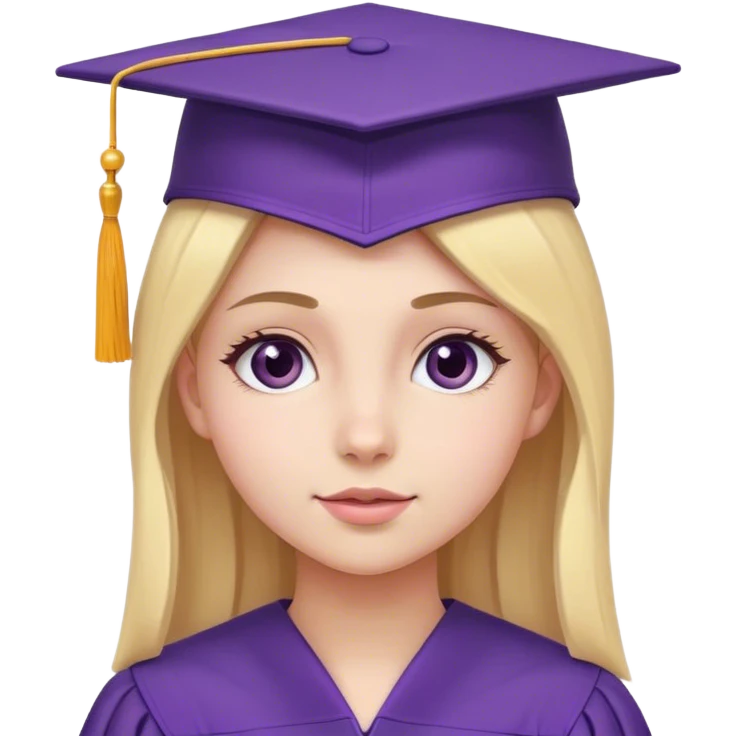 Girl in purple graduation uniform graduation cap emoji