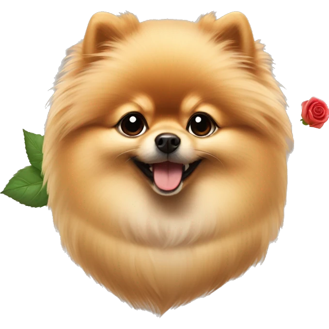 Pomeranian with a rose emoji