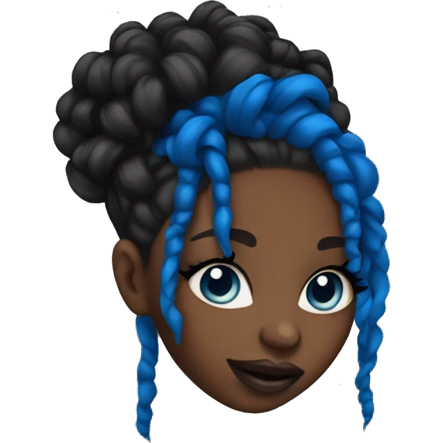 Black girl with blue locs and big lips and lashes emoji