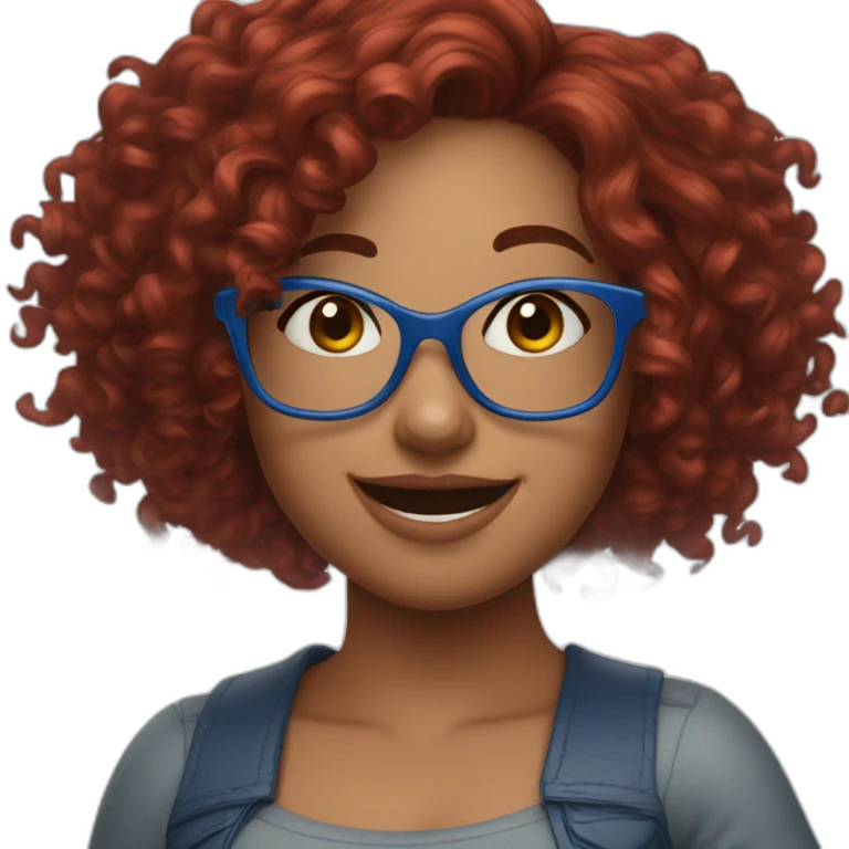 a-curvy-girl-with-dark-red-curly-hair-and-blue-glasses dancing emoji