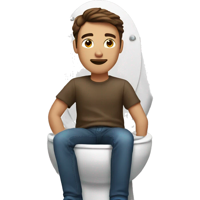 Brown haired man in a toilet emoji