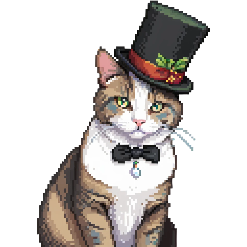 cat wearing a black top hat emoji