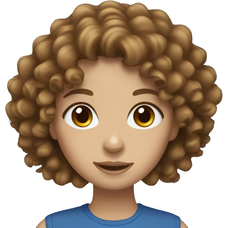 Girl with brown curly hair and blue eyes emoji