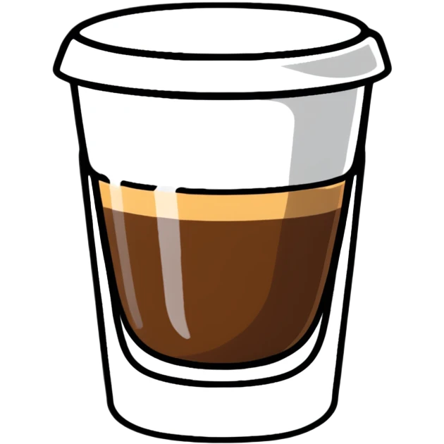 Small 4.5 ounce Gibraltar glass with cortado espresso drink, properly sized small tumbler with espresso and milk emoji