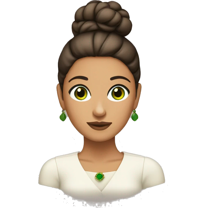 olive skin lady with green eyes and brown bun  emoji
