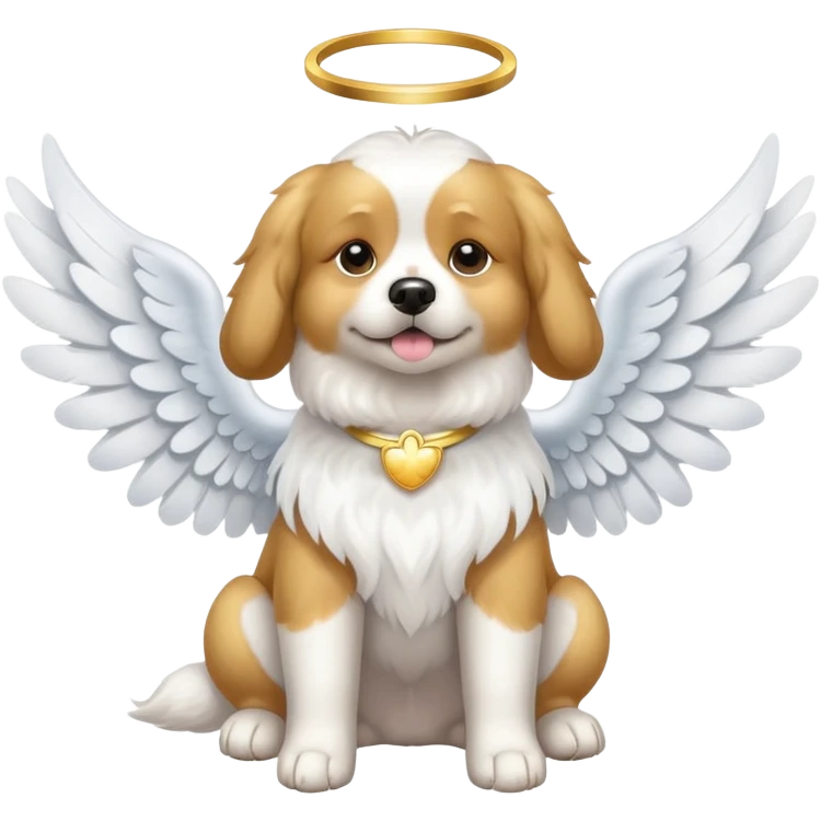 Dog wearing angel wings emoji
