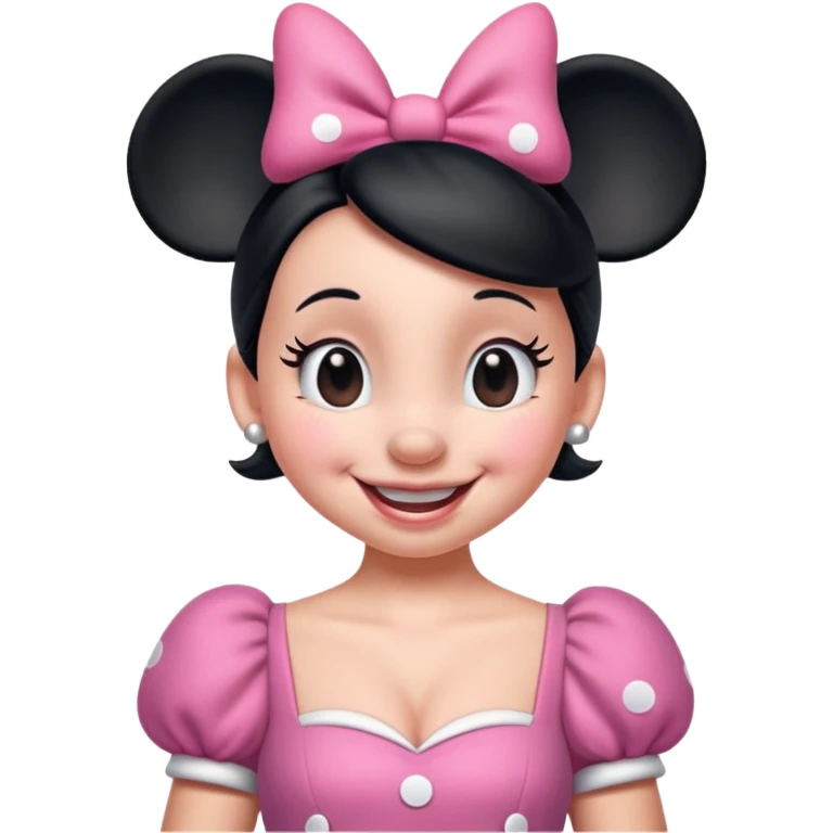 Pink Minnie Mouse, winking, pink dress emoji