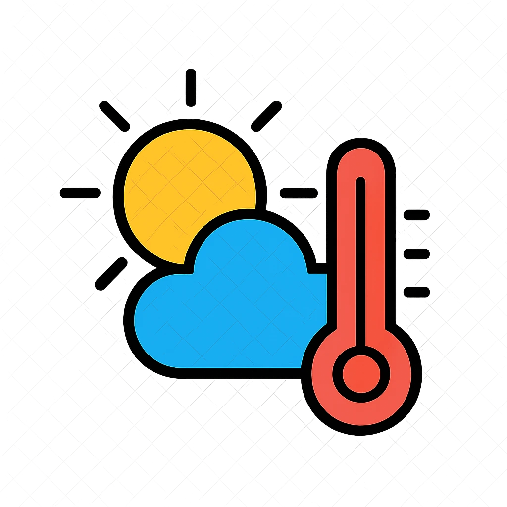 climate icon, modern, clean, black outlines with color accents emoji