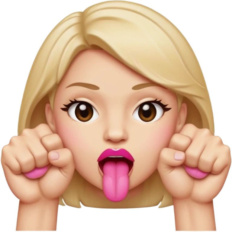 Tongue out face with two fists stacked on top of eachother below the face emoji