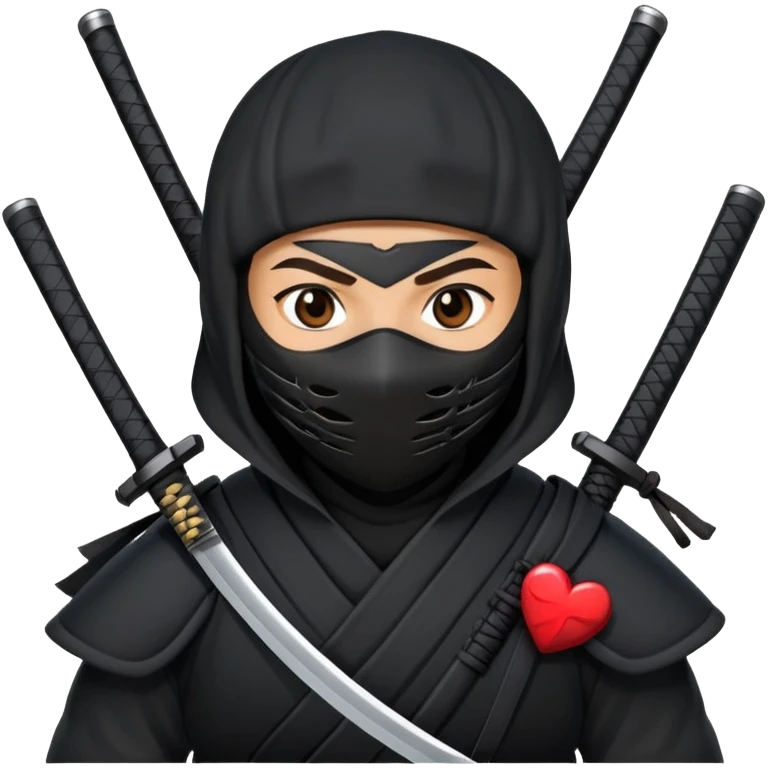 Ninja with heart logo on the mask emoji
