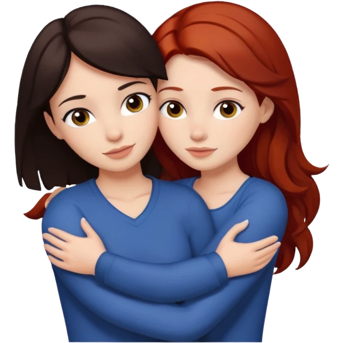 Dark Brunette hugging ginger.  emoji