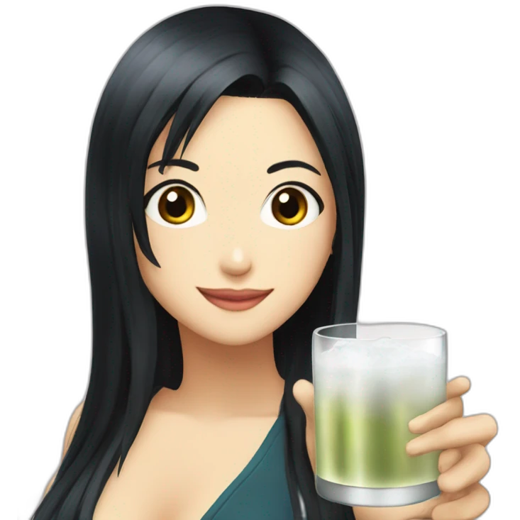 Nico Robin with sake emoji