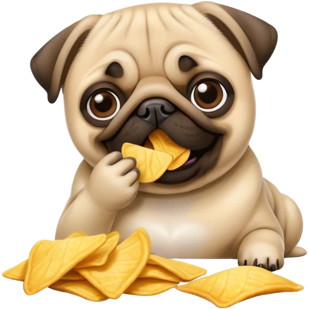 Pug eating chips emoji