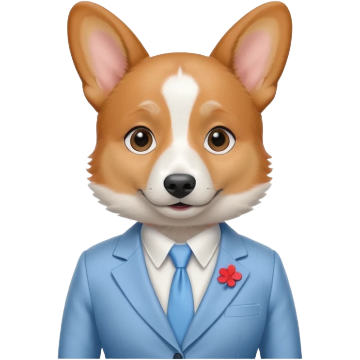 perrita caricatura gorgi gales ejecutiva con ropa celeste claro mujer tipo entrevistadora emoji