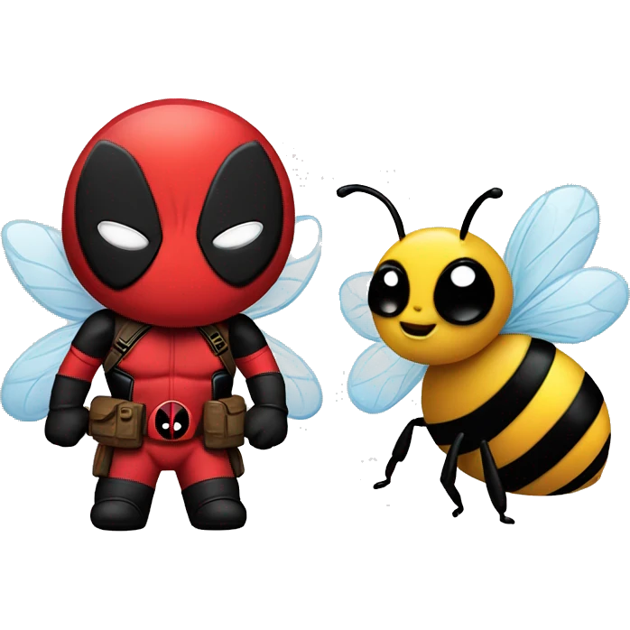 Deadpool and a bee emoji