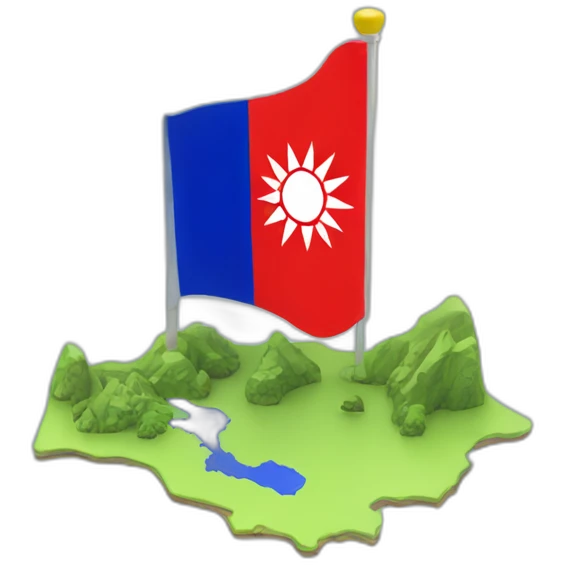 Taiwan map and flag in 3 dimensions emoji