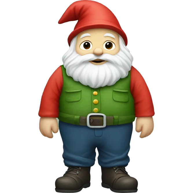 Garden gnome with a man body emoji