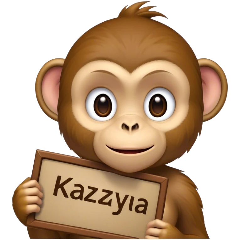 A monkey holding a sign saying Kazuya  emoji