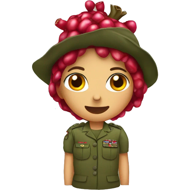 Pomegranate  in a army dress emoji