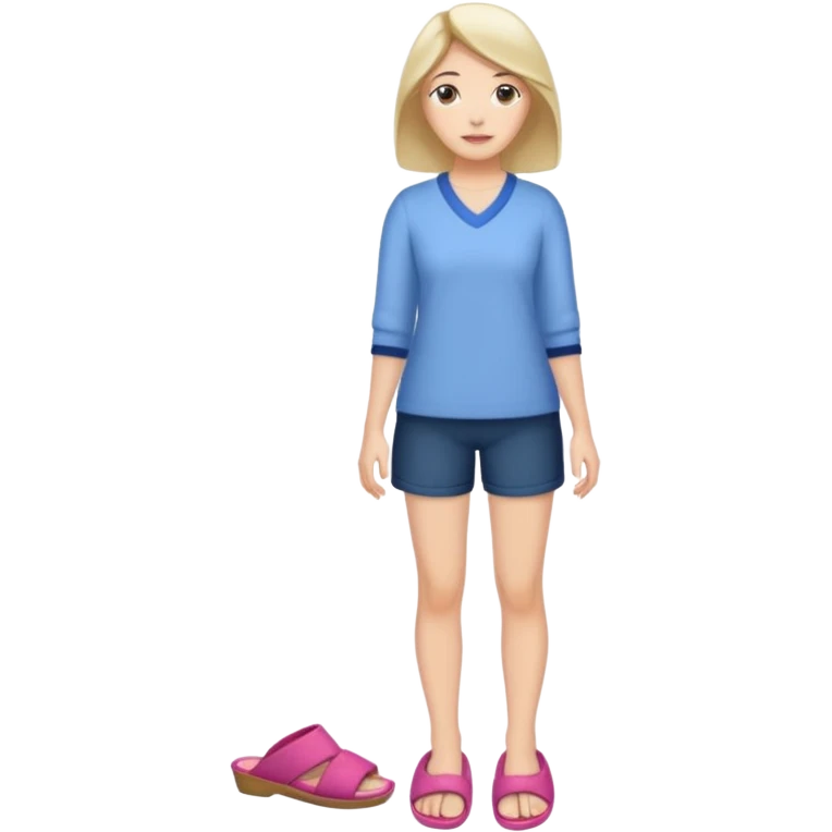 woman model standing on foot with slippers emoji