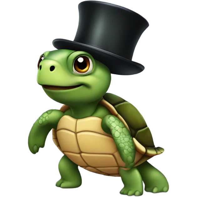 Turtle wearing a top hat emoji