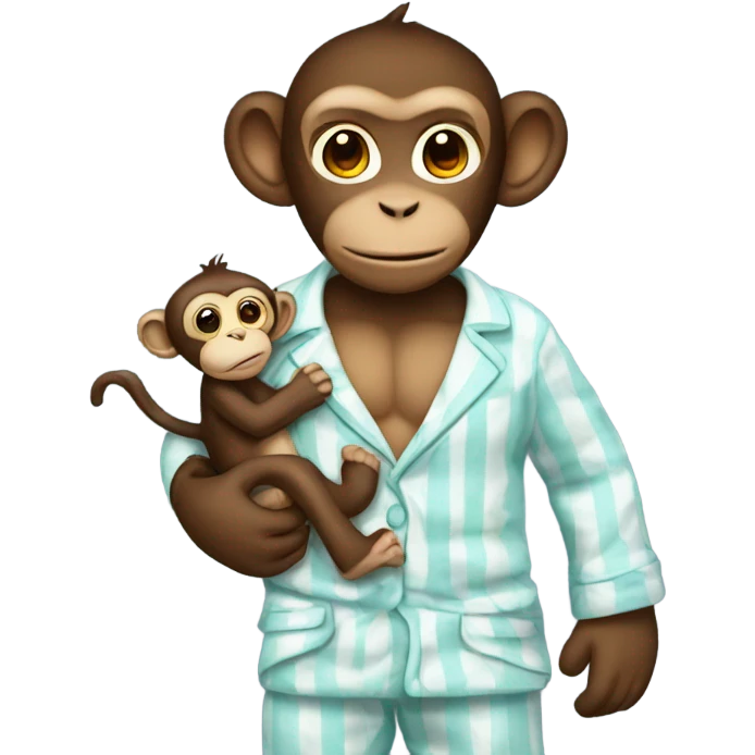 Monkey in pajamas holding teddy bear emoji
