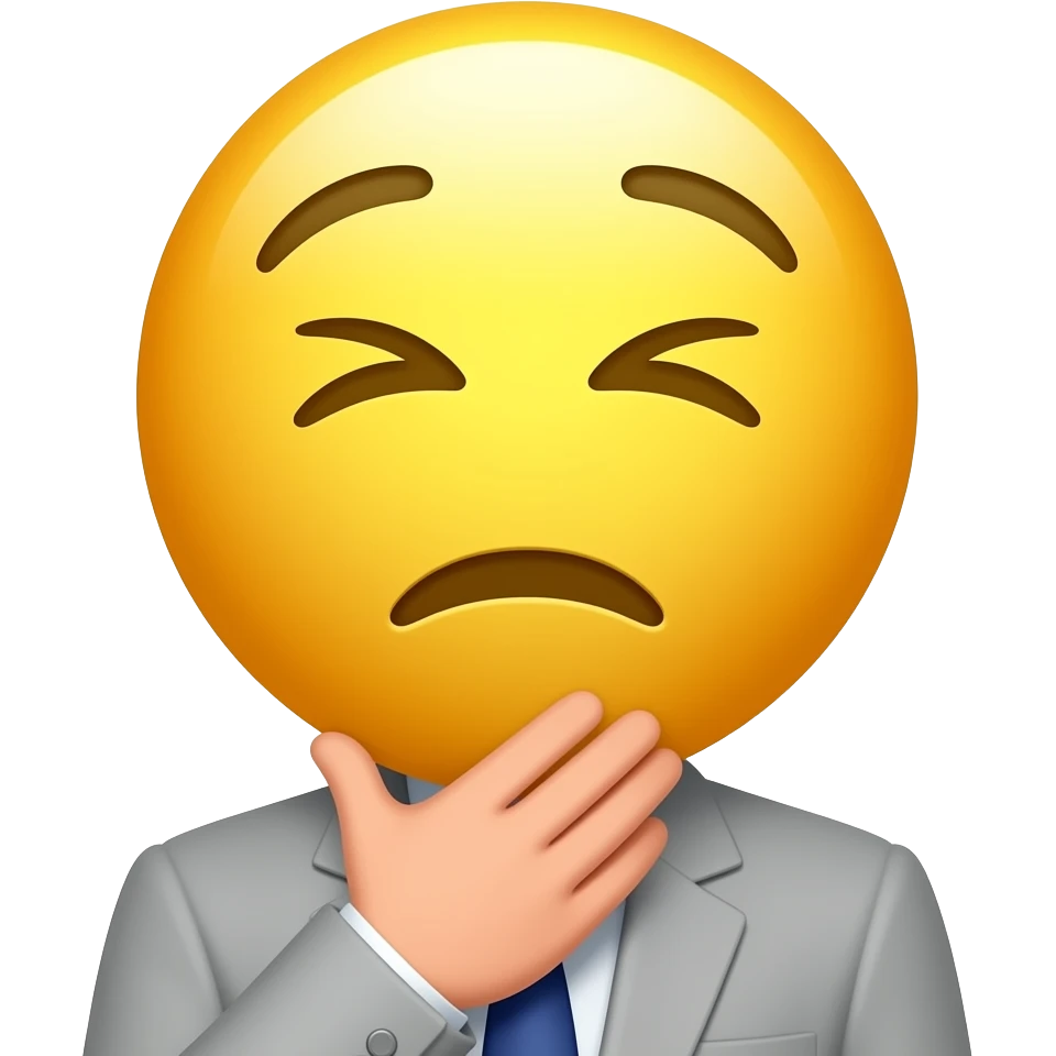 person choking himself like he’s going crazy with a twitchy eye, yellow emoji head emoji