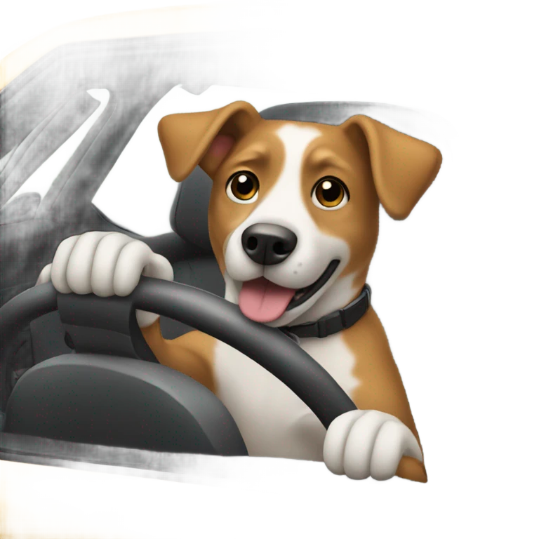 Dog driving car emoji
