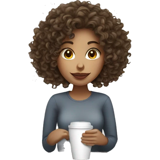 Curly HAIR white girl sipping coffee emoji