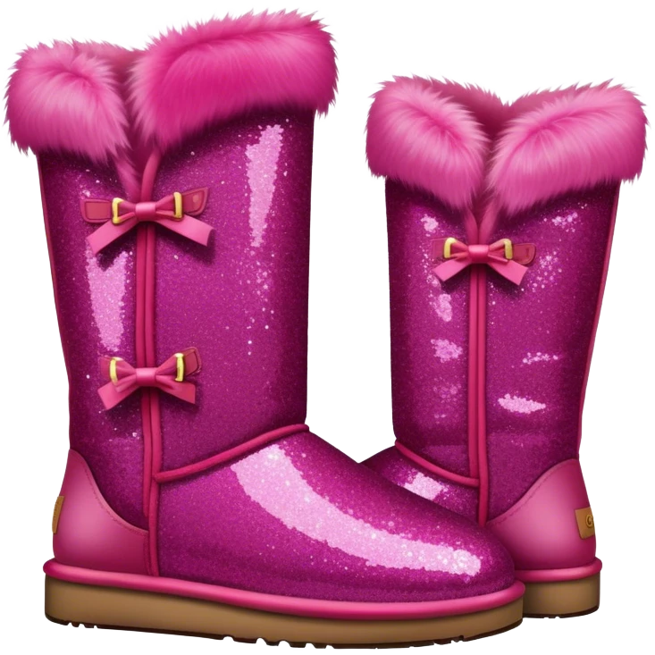 Realistic raspberry glitter and fur Ugg boots. emoji