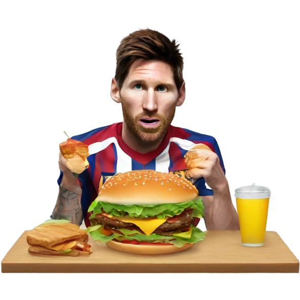 Messi eating burger emoji
