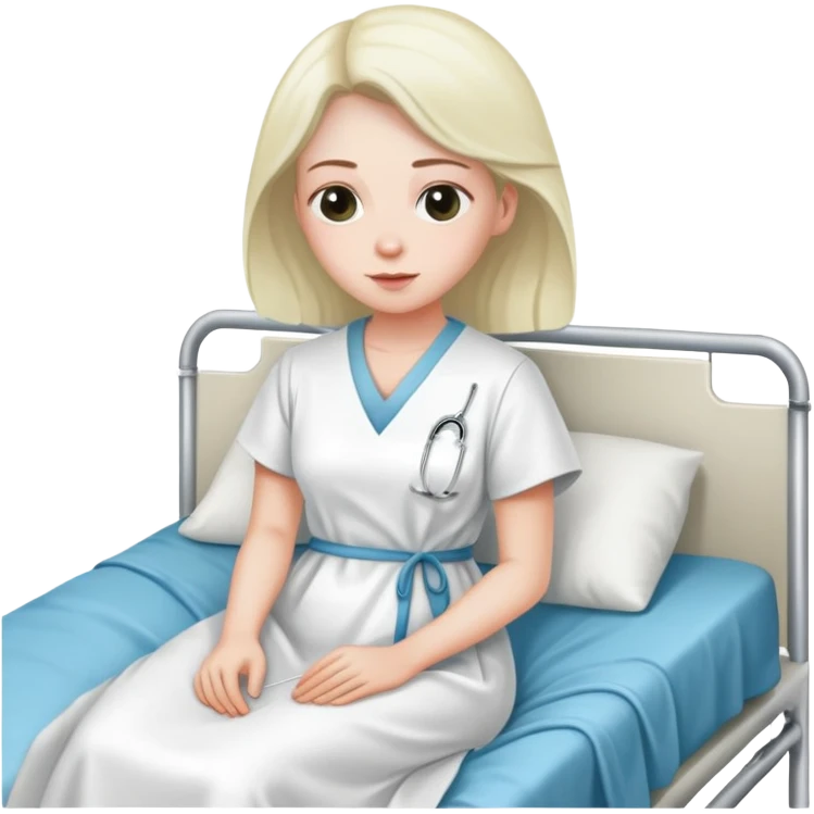 patient in a hospital gown sitting on a bed emoji