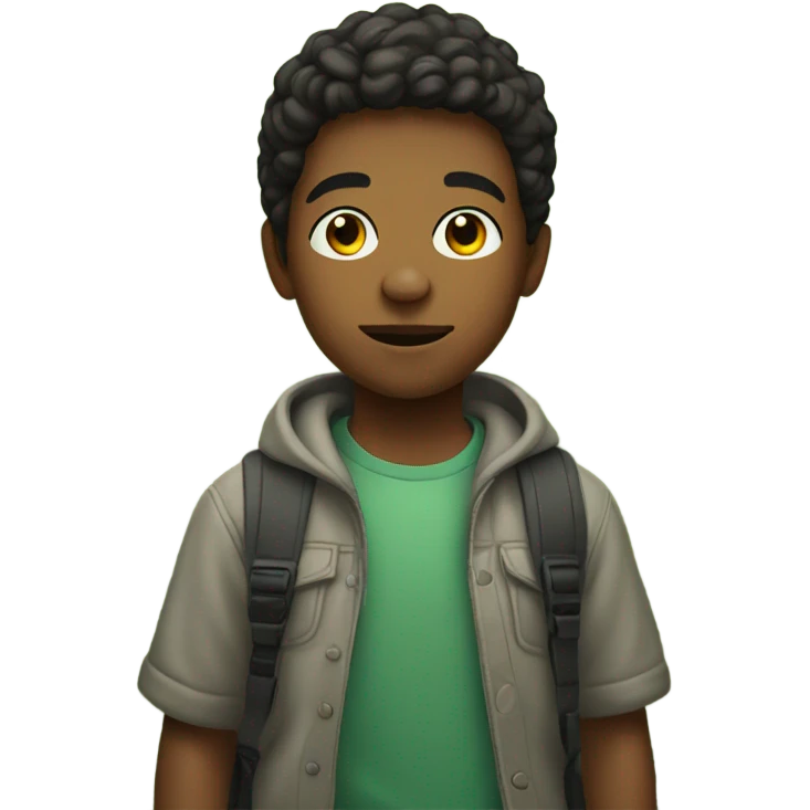 casual portrait of a boy in a forest emoji