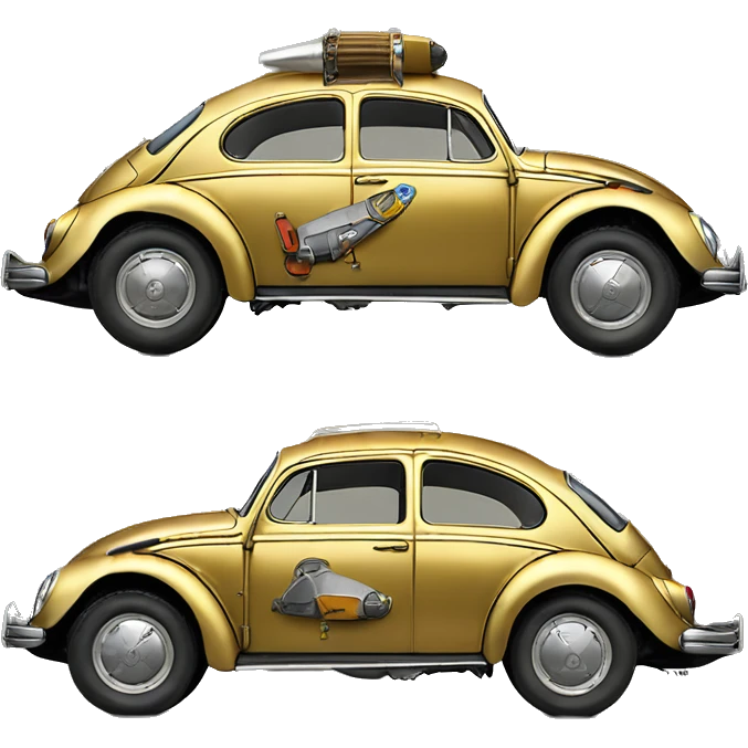 Side view 1956 C-3PO Volkswagen bug fresh from space dirty  emoji