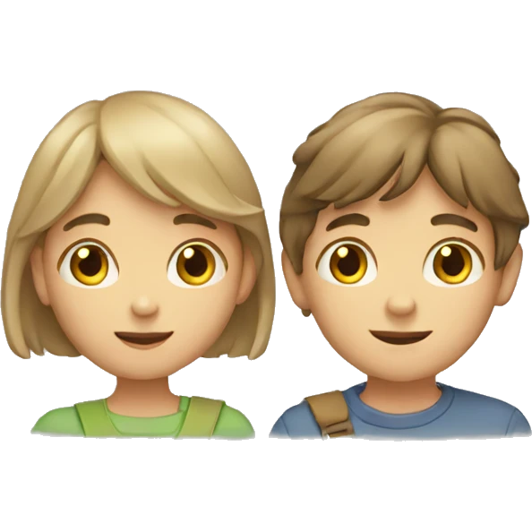boy and girl holding and  emoji
