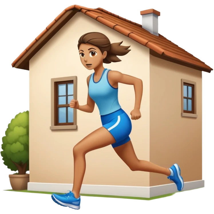 Woman running very fast out of house emoji