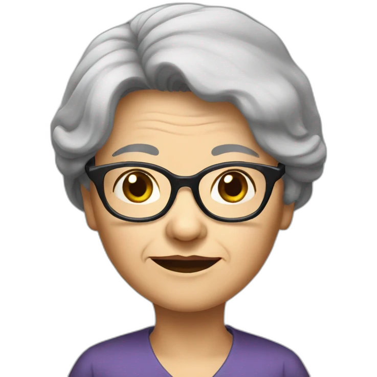 Old lady Vietnamese very black hair glasses emoji